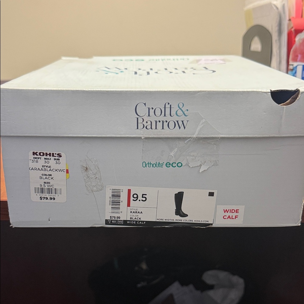 Croft & Barrow Black Wide Calf Boots Box